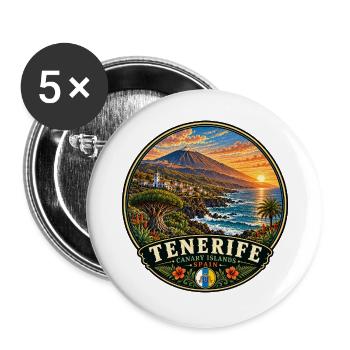 Teneriffa Vulkaninsel Küste Urlaub Sunset - Buttons groß 56 mm (5er Pack) - Weiß - Vorne
