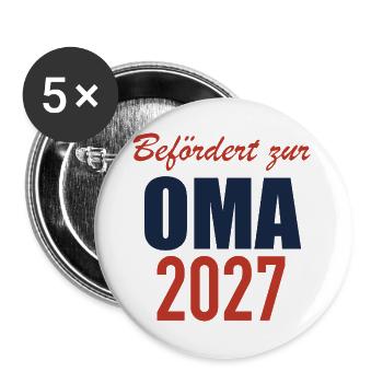 Befördert zur Oma 2027 - Buttons groß 56 mm (5er Pack) - Weiß - Vorne