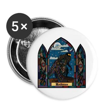 Mothman Buntglas - Buttons groß 56 mm (5er Pack) - Weiß - Vorne