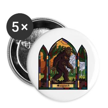 Sasquatch Buntglasfenster - Buttons groß 56 mm (5er Pack) - Weiß - Vorne