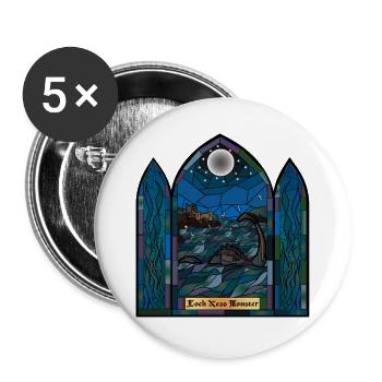 Loch Ness Monster Buntglas - Buttons groß 56 mm (5er Pack) - Weiß - Vorne