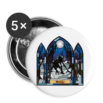 Wendigo Mondschein-Buntglas - Buttons groß 56 mm (5er Pack) - Weiß - Vorne