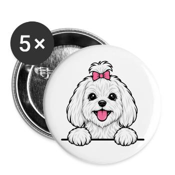 Malteser - Buttons groß 56 mm (5er Pack) - Weiß - Vorne
