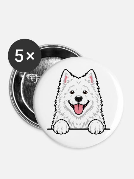 Samojede - Buttons groß 56 mm (5er Pack) - Weiß