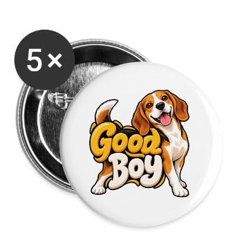 Beagle - Buttons groß 56 mm (5er Pack) - Weiß - Vorne
