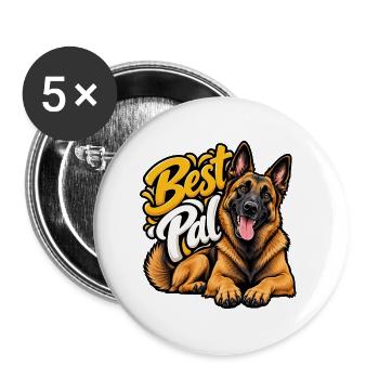 Belgischer Schäferhund - Buttons groß 56 mm (5er Pack) - Weiß - Vorne