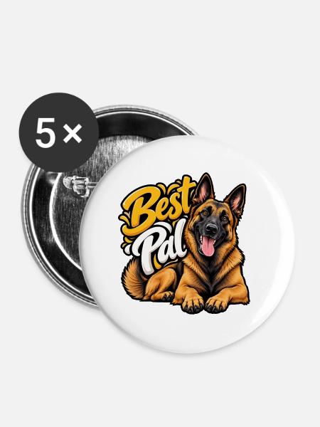 Belgischer Schäferhund - Buttons groß 56 mm (5er Pack) - Weiß