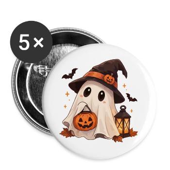 Süßer Geist mit Hexenhut - Buttons groß 56 mm (5er Pack) - Weiß - Vorne