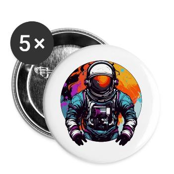 Astronaut im Weltall Bunt - Buttons groß 56 mm (5er Pack) - Weiß - Vorne