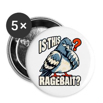 Ragebait Jugendwort 2026 Taube Meme - Buttons groß 56 mm (5er Pack) - Weiß - Vorne