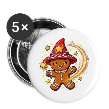 Weihnachtskeks, frohe Weihnachten, Weihnachten - Buttons groß 56 mm (5er Pack) - Weiß - Vorne