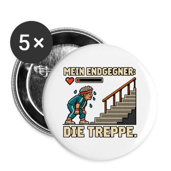 Mein Endgegner: Die Treppe - Buttons groß 56 mm (5er Pack) - Weiß - Vorne