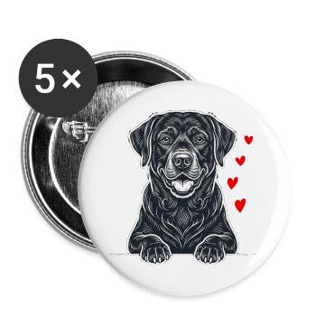 Labrador Hund Lustiges Schlafshirt Hunde Geschenk - Buttons groß 56 mm (5er Pack) - Weiß - Vorne