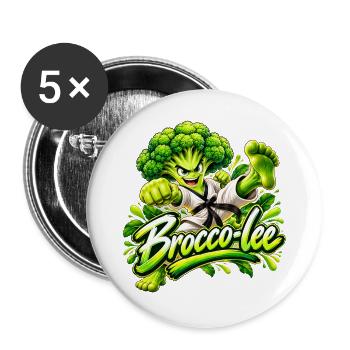 Brocco-Lee Karate Kraft - Buttons groß 56 mm (5er Pack) - Weiß - Vorne