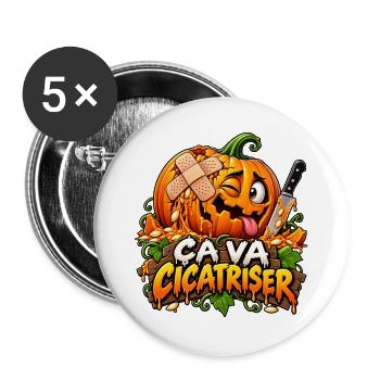 Verwundeter Kürbis: Er wird heilen - Buttons groß 56 mm (5er Pack) - Weiß - Vorne