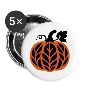 Kuerbis Herbstlaub Icon - Buttons groß 56 mm (5er Pack) - Weiß - Vorne