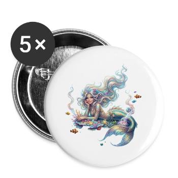 Ozeanische Kuchen-Meerjungfrau - Buttons groß 56 mm (5er Pack) - Weiß - Vorne