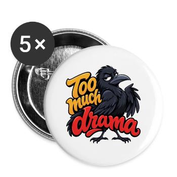 Krähe - Buttons groß 56 mm (5er Pack) - Weiß - Vorne