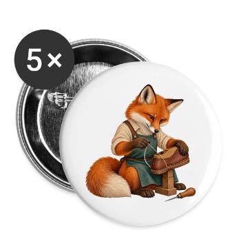 Fuchs näht eine Schuhsohle - Buttons groß 56 mm (5er Pack) - Weiß - Vorne