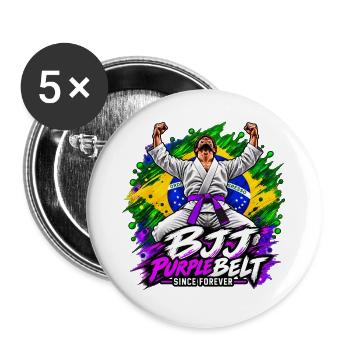BJJ Lila Gürtel seit Ewigkeiten - Buttons groß 56 mm (5er Pack) - Weiß - Vorne