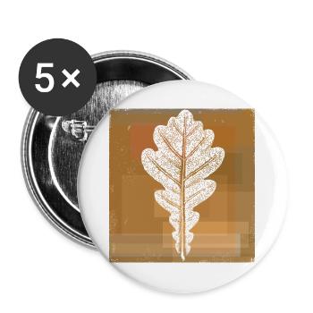 Eichenblatt - Botanisch / Stencil Quadrat Rahmen - Buttons groß 56 mm (5er Pack) - Weiß - Vorne