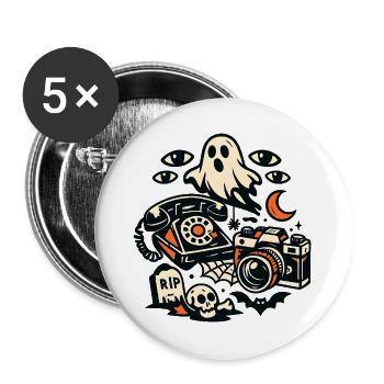 Geisterretrokamera Collage - Buttons groß 56 mm (5er Pack) - Weiß - Vorne