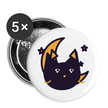 Mondkatze im Traumlicht - Buttons groß 56 mm (5er Pack) - Weiß - Vorne