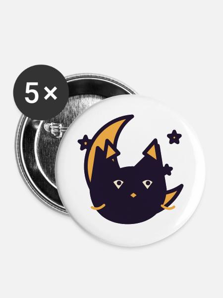 Mondkatze im Traumlicht - Buttons groß 56 mm (5er Pack) - Weiß