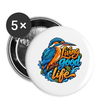 Eisvögel - Buttons groß 56 mm (5er Pack) - Weiß - Vorne