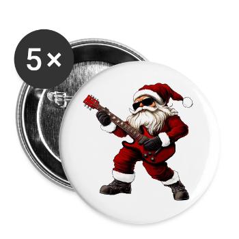 Gitarrist Weihnachten - Buttons groß 56 mm (5er Pack) - Weiß - Vorne
