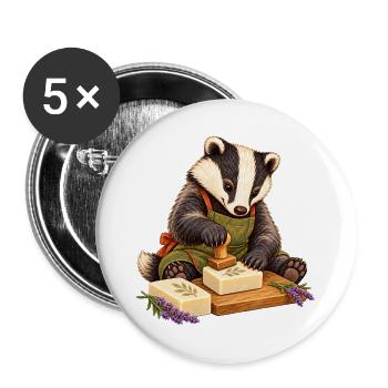Dachs prägt handgemachte Seife - Buttons groß 56 mm (5er Pack) - Weiß - Vorne