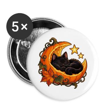 Mondbeschienene Kürbiskatze - Buttons groß 56 mm (5er Pack) - Weiß - Vorne