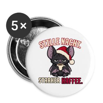 Stille Nacht starker Kaffee - Buttons groß 56 mm (5er Pack) - Weiß - Vorne