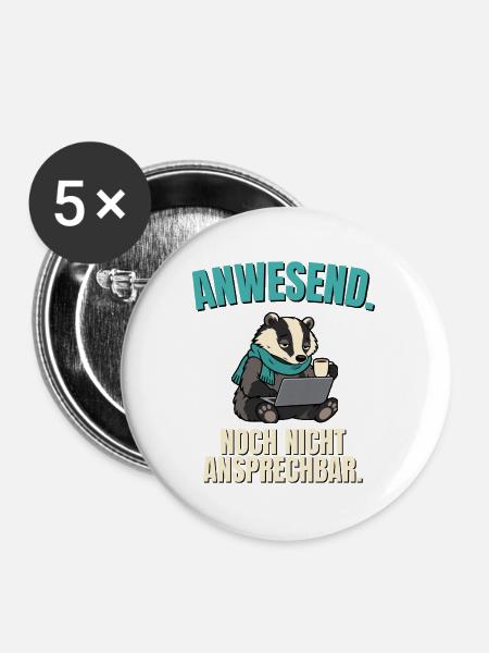 Büro-Dachs nicht ansprechbar - Buttons groß 56 mm (5er Pack) - Weiß
