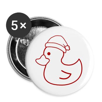Weihnachtsente Silhouette mit Mütze - Buttons groß 56 mm (5er Pack) - Weiß - Vorne