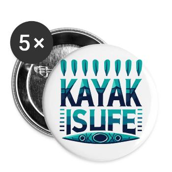  Packraft-Kayak KANU RAFTING Kayaking lustige - Buttons groß 56 mm (5er Pack) - Weiß - Vorne