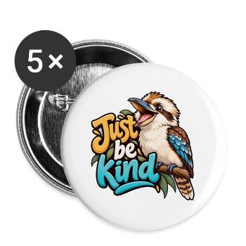 Großes Lachen - Buttons groß 56 mm (5er Pack) - Weiß - Vorne