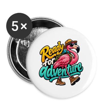 Flamingo - Buttons groß 56 mm (5er Pack) - Weiß - Vorne
