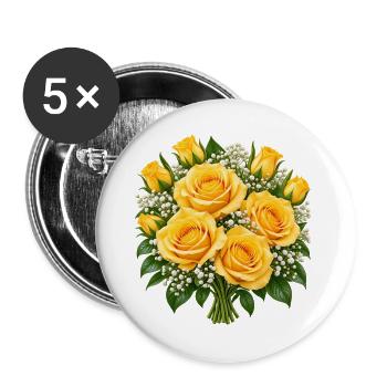 Golden Rose Bouquet Glow - Buttons groß 56 mm (5er Pack) - Weiß - Vorne