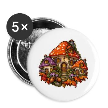 Pilzdorf - Buttons groß 56 mm (5er Pack) - Weiß - Vorne