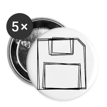 Diskette handgezeichnet - Buttons groß 56 mm (5er Pack) - Weiß - Vorne