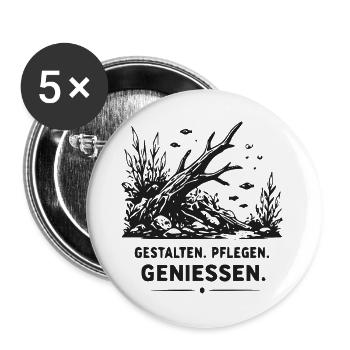 Unterwasser-Wald Fische - Buttons groß 56 mm (5er Pack) - Weiß - Vorne