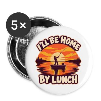 Bis Mittag bin ich zu Hause - Buttons groß 56 mm (5er Pack) - Weiß - Vorne