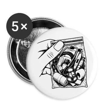 Krankenschwestersucht – Beutel-Stethoskop-Versorgung - Buttons groß 56 mm (5er Pack) - Weiß - Vorne