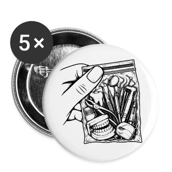 Zahnarzt für Sucht – Pouch Dent Zahnwerkzeuge - Buttons groß 56 mm (5er Pack) - Weiß - Vorne