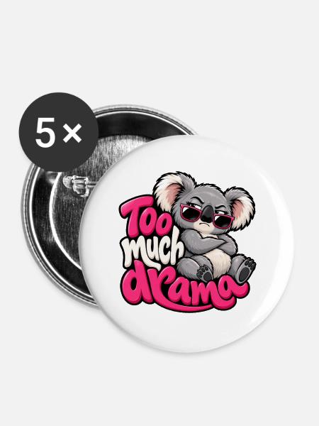 Koala - Buttons groß 56 mm (5er Pack) - Weiß
