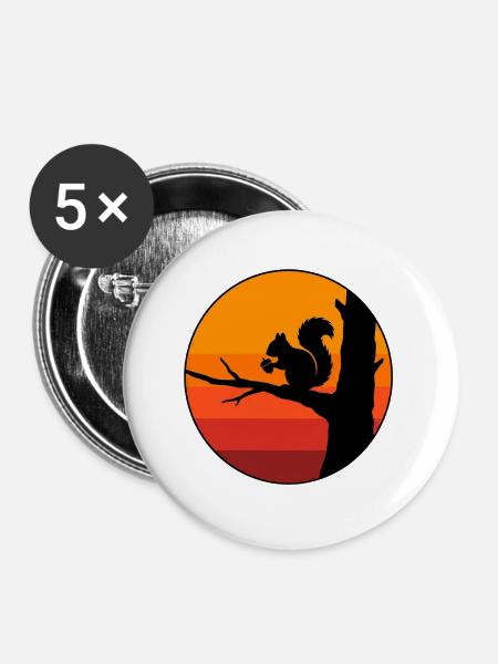 Eichhörnchen Herbst Sonnenuntergang - Buttons groß 56 mm (5er Pack) - Weiß