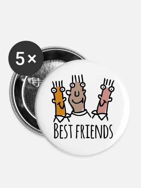Drei Fingerfreunde Trio - Buttons groß 56 mm (5er Pack) - Weiß