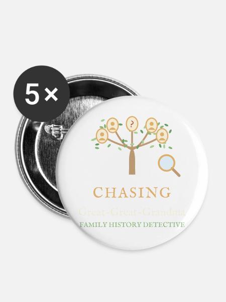Elter-Urur-Ur-Ur-Ur-Oma-Familie - Buttons groß 56 mm (5er Pack) - Weiß