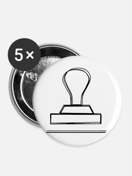 Stempel handgezeichnet - Buttons groß 56 mm (5er Pack) - Weiß